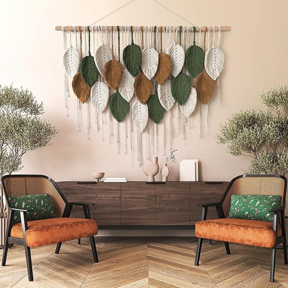 NEW Large Macrame Wall Hanging Boho Woven Tapestry, Chic Home Decor - Picture 1 of 10